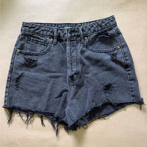 wild fable Black Distressed High-Rise Denim Shorts